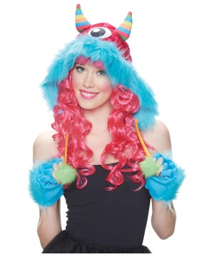 Rainbow Monster Woman Hood Costume Accessory